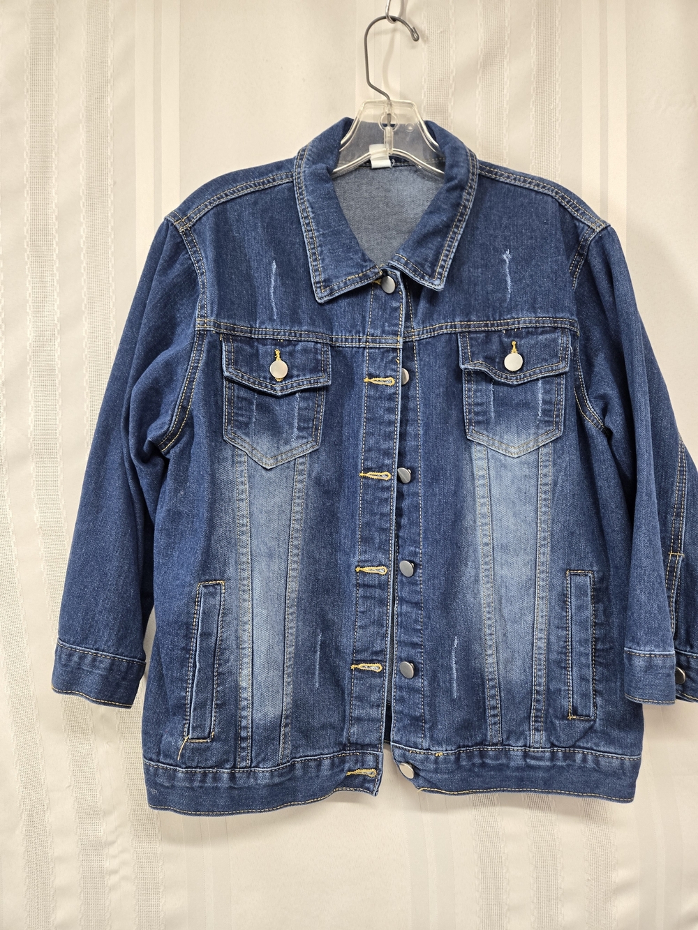 WOMENS BLUE JEAN JACKET 3/4 SLEEVE SIZE X LARGE